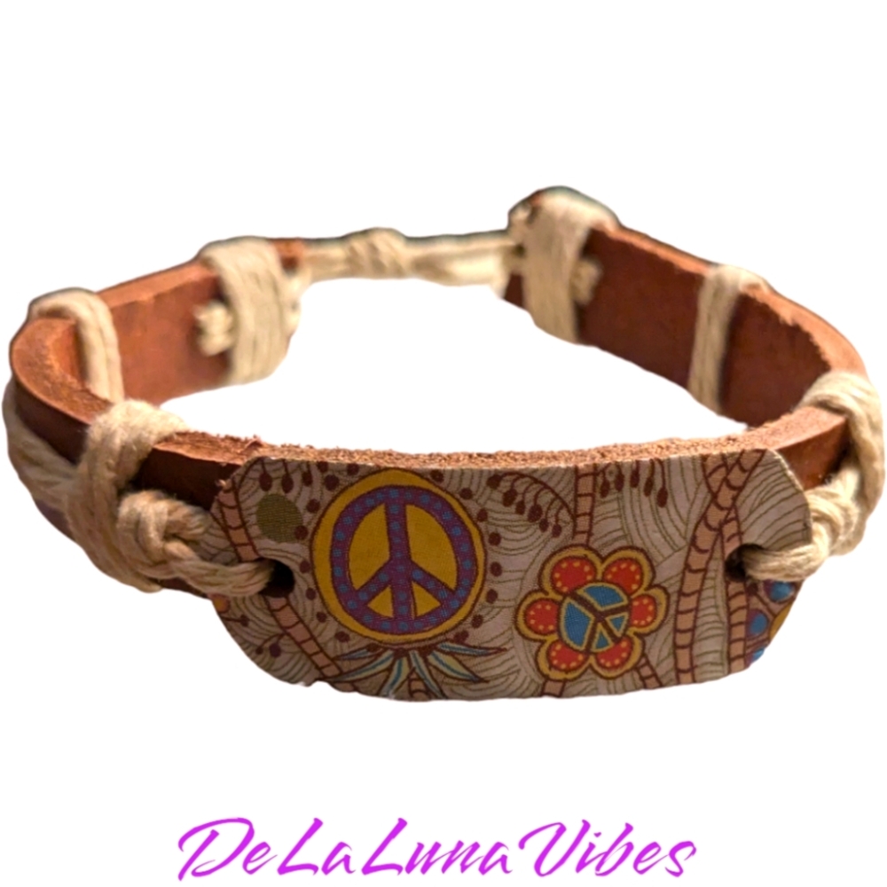 Hippie Message of Peace Natural Material Bracelet ✌️